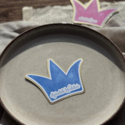 Personalizowana winietka Regia niebieska korona – dekoracja stołu baby shower