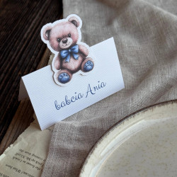 Winietka Lazuro II złożona na pół — samodzielnie stoi przy talerzu bez podstawki.