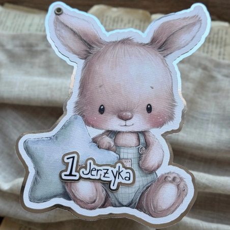 Personalizowane zaproszenie urodzinowe Stella — kroliczek z gwiazdką