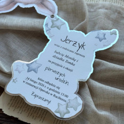 Personalizowane zaproszenie urodzinowe Stella — treść zaproszenia z delikatnymi gwiazdkami