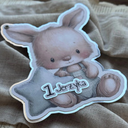 Zbliżenie na zaproszenie Stella z króliczkiem z gwiazdką - położone pod kątem