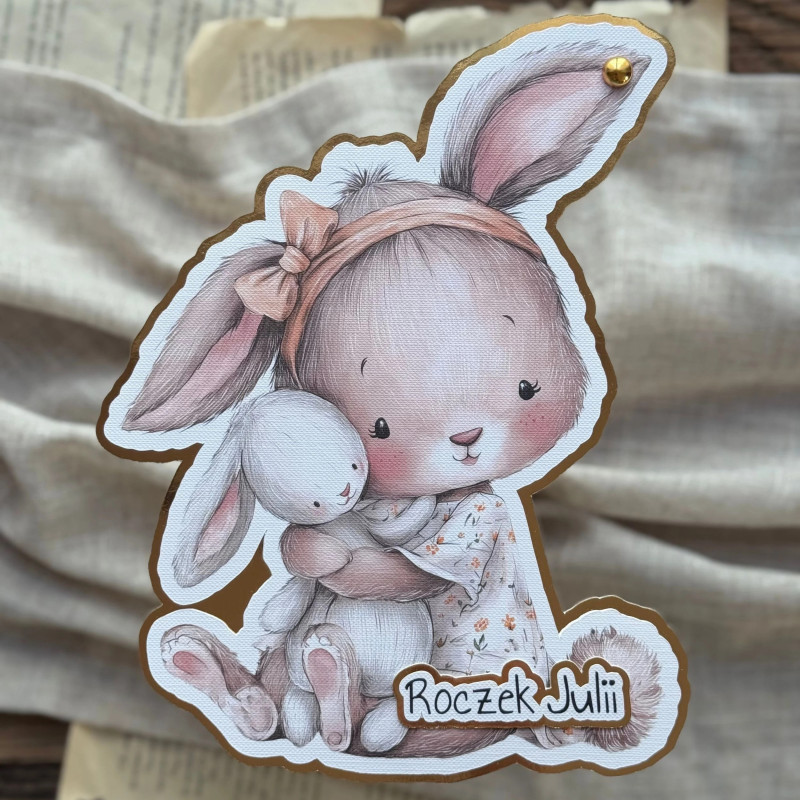 Zaproszenie dziecięce Flora w kształcie króliczka w sukience