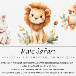 Zdjęcie główne darmowego arkusza ze zwierzętami w stylu safari do druku i wycięcia