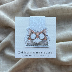Zakładka magnetyczna z folią brokatową i grafiką zaczytanego kota