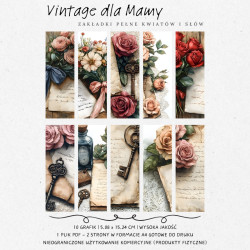 Kobiecy zestaw zakładek do książki w stylu vintage – kwiaty, listy, ilustracje PDF
