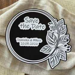 Save the Date z kolekcji Inkaria – eleganckie zawiadomienie o ślubie w czerni i bieli