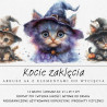 Zdjęcie prezentujące kolekcję grafik do druku i samodzielnego wycięcia inspirowanych kotami i Halloween.