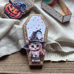 Ozdobione mini trumny - pudełeczka na drobny prezent dla gości imprezy halloweenowej