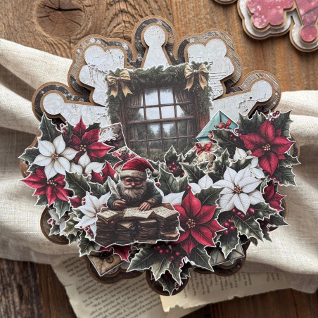 Przykład ozdobionej bazy w kształcie śnieżynki - ozdoba świąteczna handmade