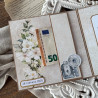 Środek przykładowej personalizowanej kartki - kieszonka z miejscem na schowanie pieniędzy