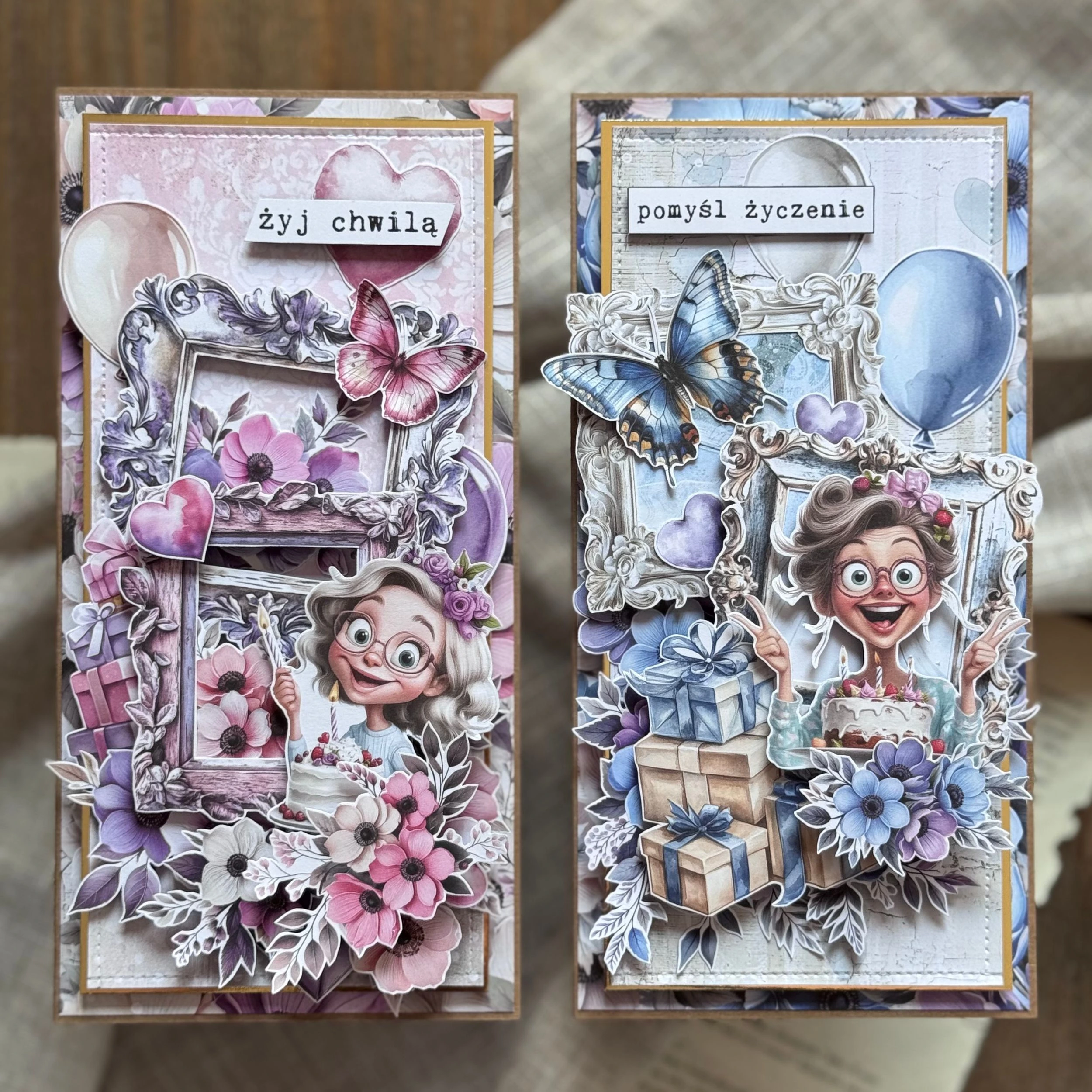 Personalizowane kartki warstwowe w pudełku na urodziny